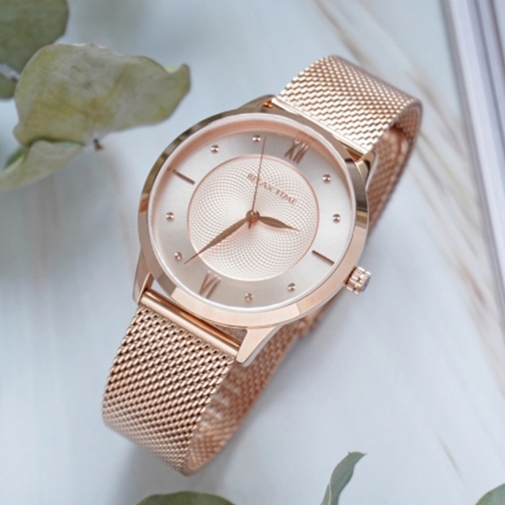 RELAX TIME 米蘭錶帶系列 經典優雅腕錶-玫瑰金 36mm / RT-89-2