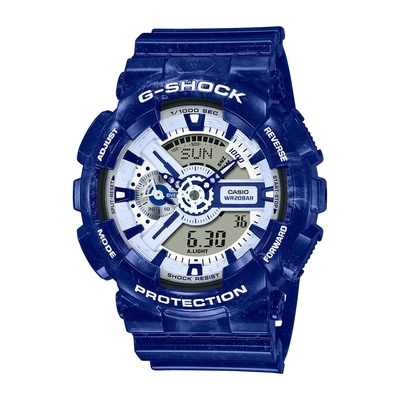 CASIO卡西歐 G-SHOCK 精緻獨特 青花瓷 經典雙顯 GA-110BWP-2A_51.2mm