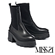 短靴 MISS 21 未來霸氣異材質切爾西高跟厚底短靴－黑 product thumbnail 1