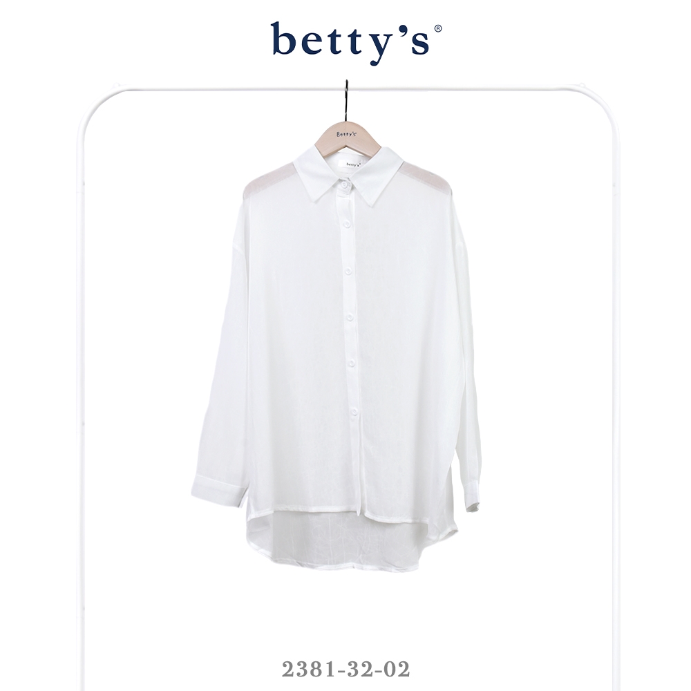 betty’s貝蒂思　皺皺透膚寬版長袖襯衫(白色)