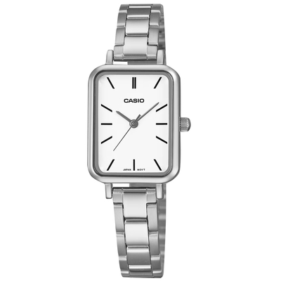 CASIO 卡西歐 簡約三針 俐落百搭 復古方形 不鏽鋼手錶 白色 LTP-V009D-7E 21mm