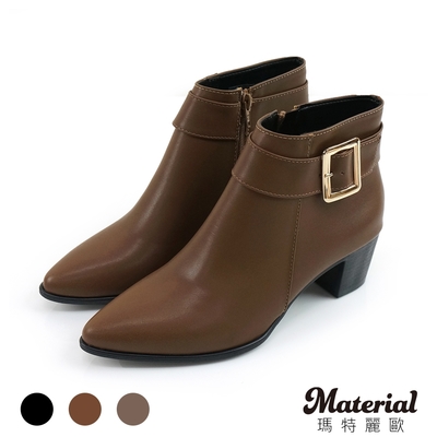 Material瑪特麗歐 MIT 短靴 尖頭側方扣短靴 T9836