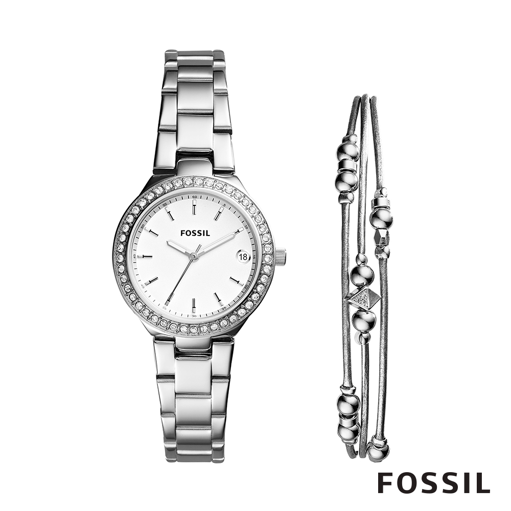 FOSSIL BLANE 美麗女仕晶鑽套錶組-女-銀 約32mm ES4336SET