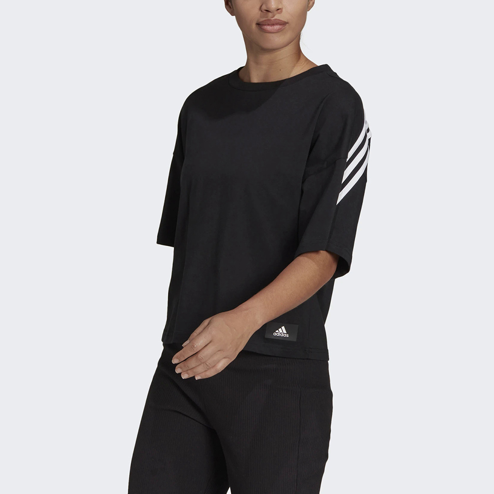 Adidas W FI 3S TEE HE0308 女 短袖上衣 T恤 亞洲版 寬鬆 棉質 舒適 運動 訓練 黑