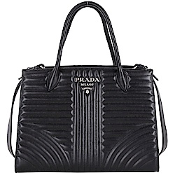 PRADA Diagramme 絎縫小牛皮托特兩用包(黑色)