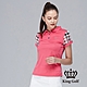 【KING GOLF】女款經典格紋袖口貼鑽造型POLO衫/高爾夫球衫-粉色 product thumbnail 1