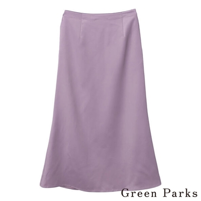 Green Parks 光澤緞面下開衩修飾合身裙
