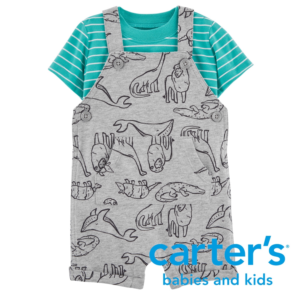 【Carter's】動物派對2件組套裝(上衣/吊帶褲)(6M-24M)