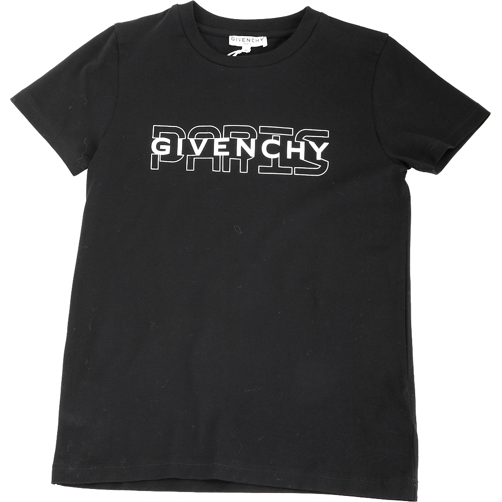 GIVENCHY 童裝 品牌字母黑色棉質短袖TEE T恤