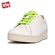 【FitFlop】RALLY NEON POP LEATHER SNEAKERS 螢光撞色繫帶休閒鞋-女(都會白/螢光黃) product thumbnail 1