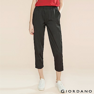 GIORDANO 女裝純棉中腰九分休閒褲-09 標誌黑