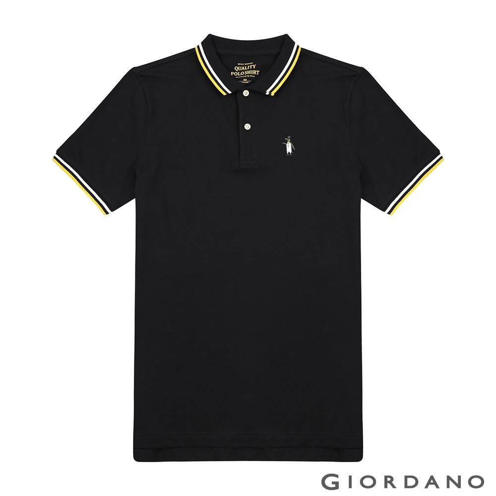 GIORDANO 男裝企鵝刺繡彈力萊卡POLO衫-09 標誌黑