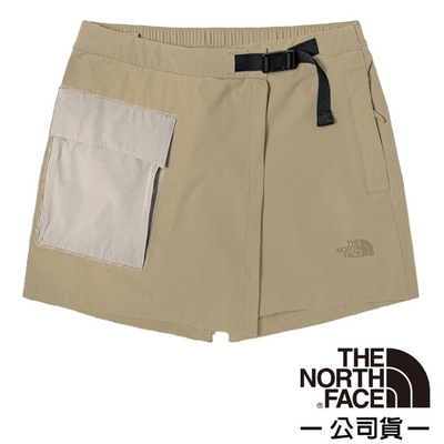 The North Face 女新款 4D彈性可調透氣排汗登山短褲(亞洲版型).褲裙_卡其 N