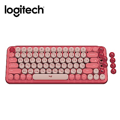 羅技 logitech POP Keys 無線機械式鍵盤-魅力桃