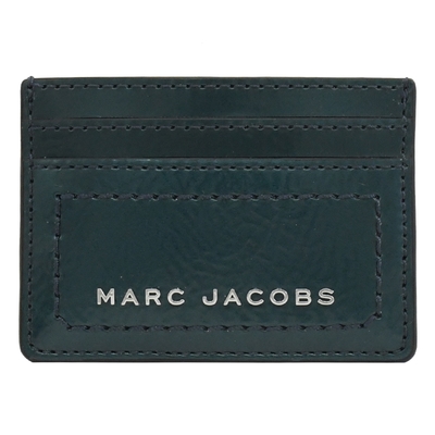 MARC JACOBS金屬LOGO質感漆皮設計簡易卡片夾(深綠)