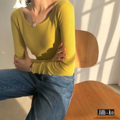 JILLI-KO 後頸交織設計針織衫- 黃