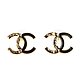 CHANEL 經典大雙C LOGO 黑金雙色不規則穿式耳環 product thumbnail 1