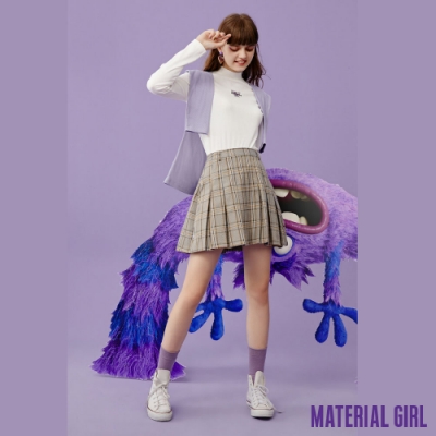 MATERIAL GIRL 學院風格紋百摺短裙-A4122