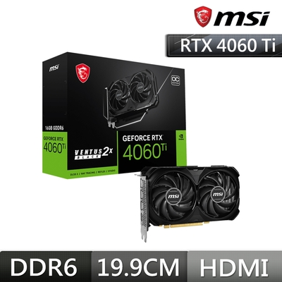 微星MSI RTX 4060 Ti 16G VENTUS 2X BLACK OC 顯示卡