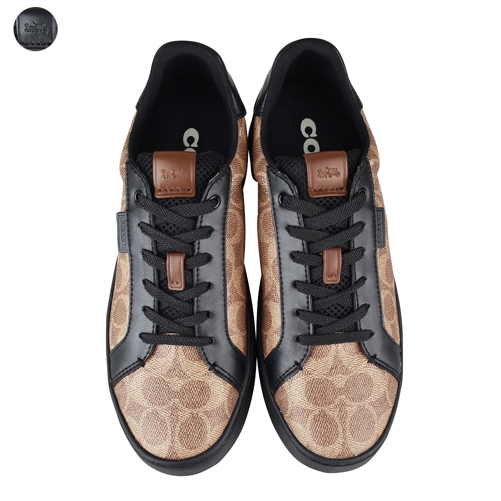 COACH專櫃款LOWLINE灰字LOGO塗層帆布飾皮革低筒運動鞋(二色) | 圍巾/穿 