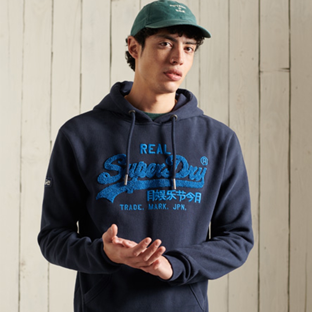 SUPERDRY 男裝 長袖帽T VL CHENILLE HOOD 海軍藍