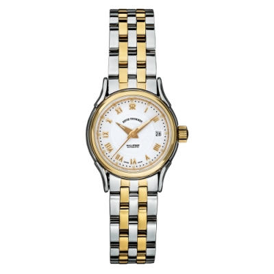 (福利品) REVUE THOMMEN 梭曼錶 華爾街系列機械女錶 米色錶面x不鏽鋼間金鍊帶/24.5mm (20501.2142)