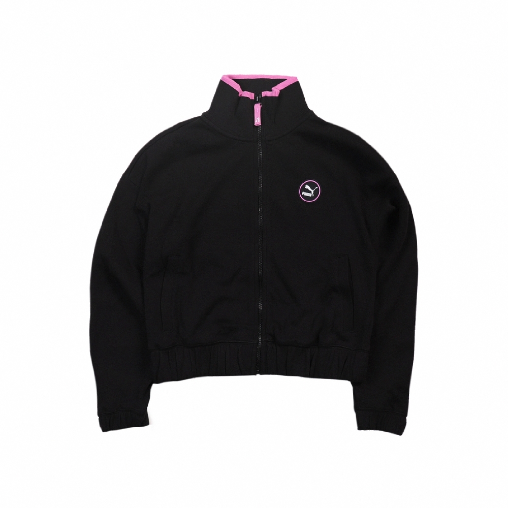 Puma 外套 SWxP Track Jacket 女款 短版 流行 穿搭 黑 粉 535183-01