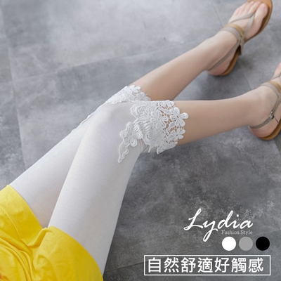 【Lydia】現貨 莫代爾涼感七分內搭褲 夏季薄款蕾絲花邊(黑/灰/白 M、L、XL)