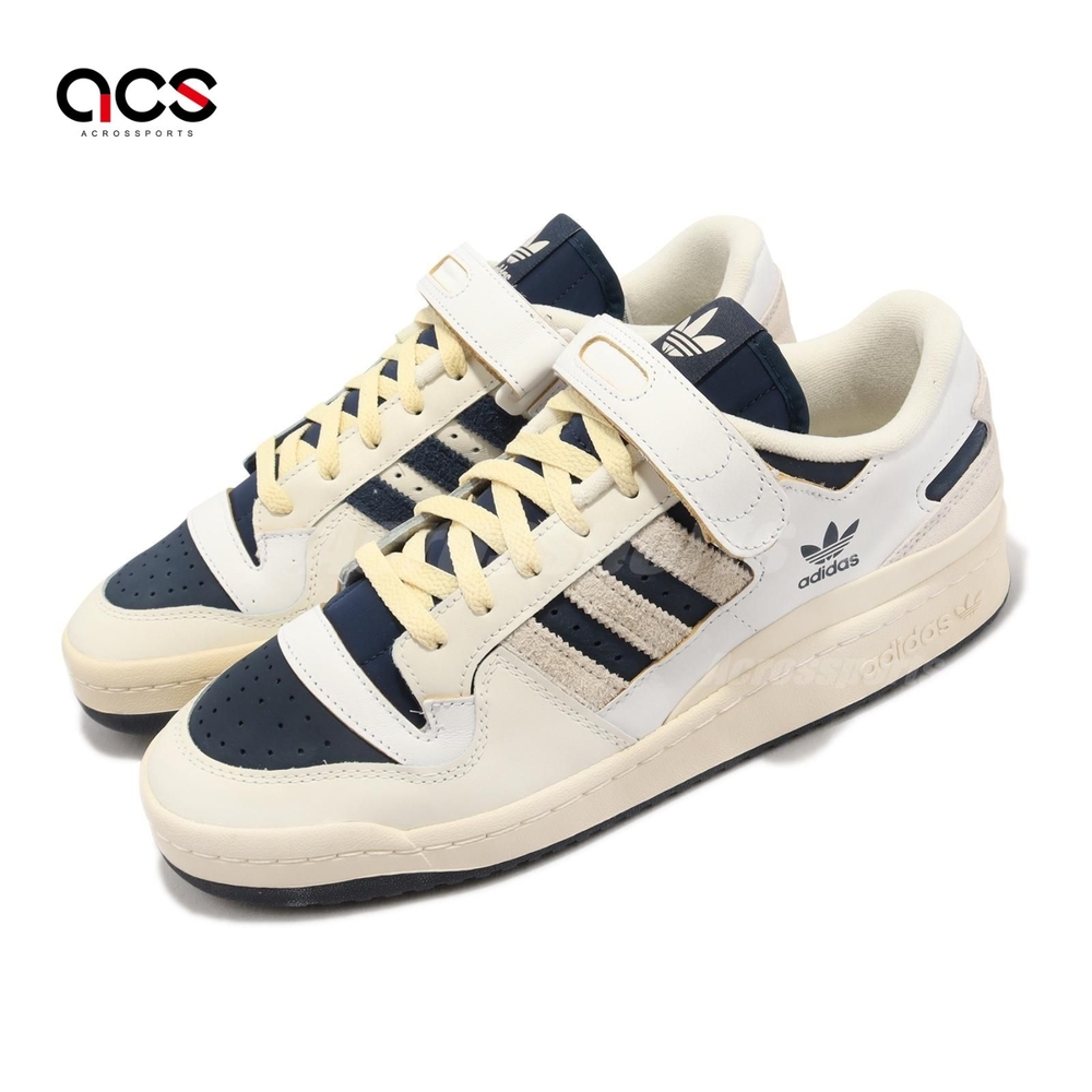 adidas 休閒鞋Forum 84 Low 男鞋奶油白深藍復古魔鬼氈三葉草愛迪達