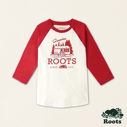Roots女裝-經典小木屋系列 經典LOGO棒球T恤-紅色