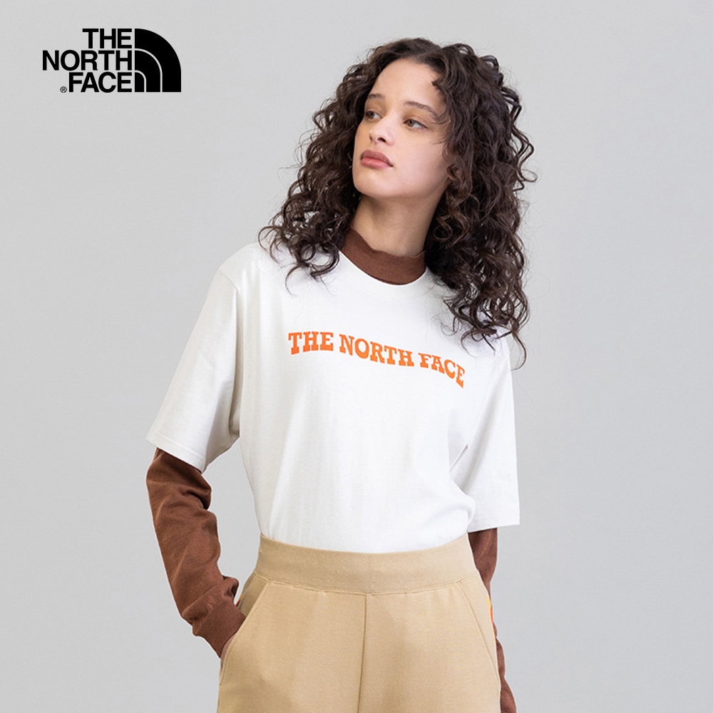 【VANLIFE復古】The North Face北面女款米白色背部醒目印花圓領短袖T恤｜5JWC11P