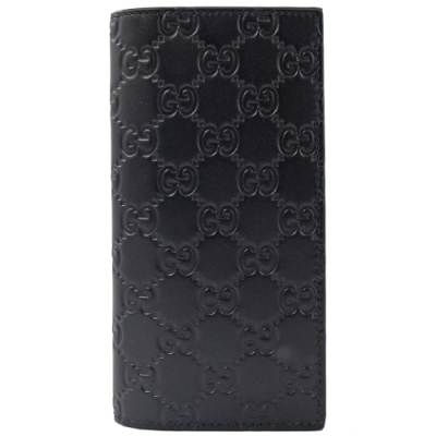 GUCCI Guccissima LOGO壓紋牛皮對開長夾(藍黑)