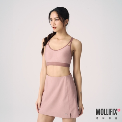 Mollifix 瑪莉菲絲 3D防震鋅離子抗菌運動內衣 (粉卡其)、瑜珈服、無鋼圈、開運內衣