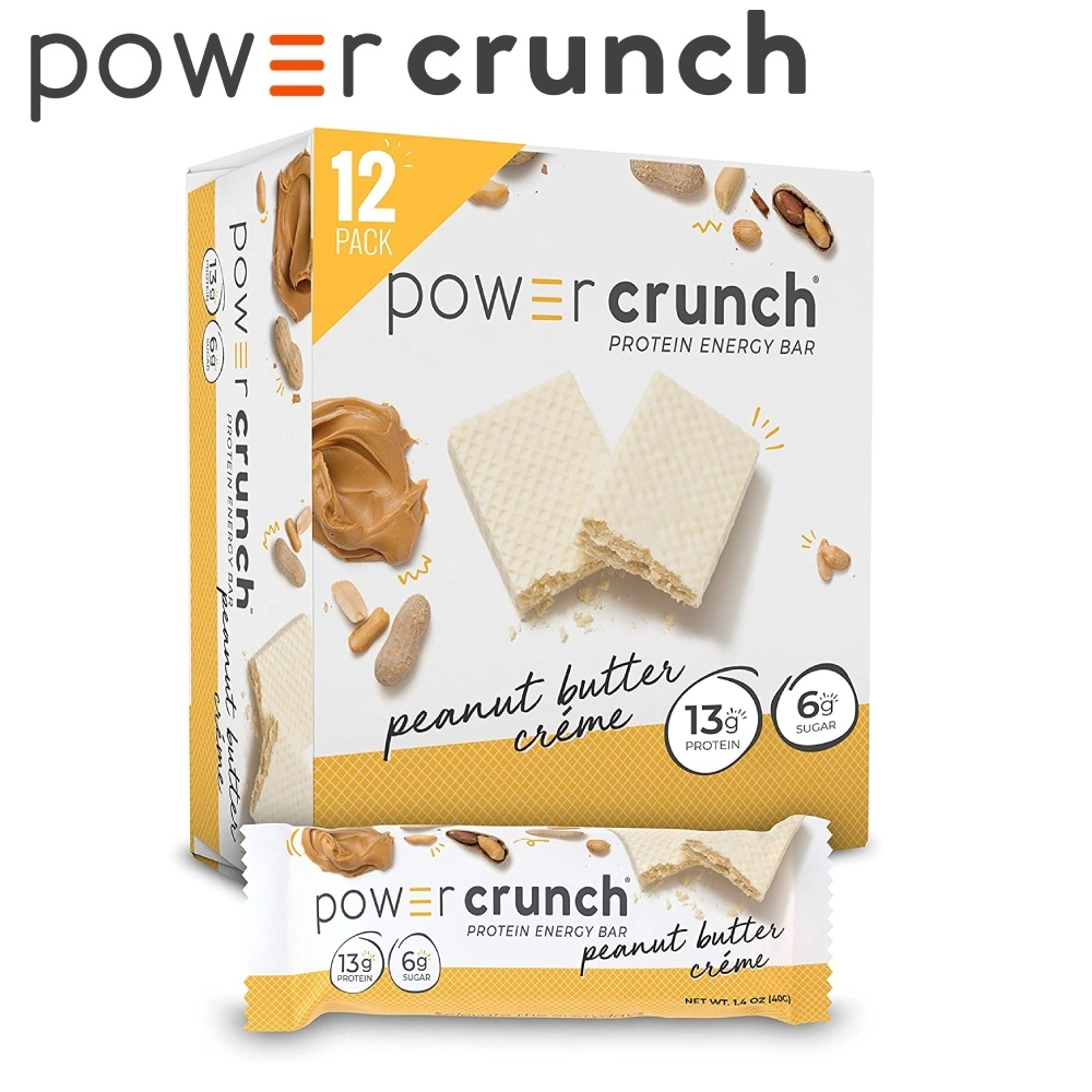 【美國 Power Crunch】Original 乳清蛋白能量棒 Peanut Butter Crème(花生醬奶油/12x40g/盒)