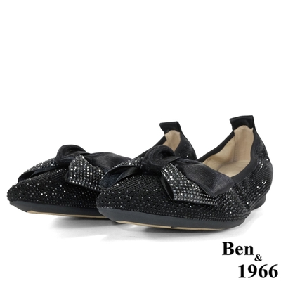 Ben&1966高級絨布尖頭流行舒適包鞋-黑(206041)