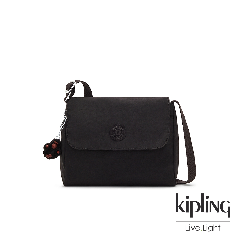 Kipling 極簡耀黑翻蓋側背包-MELILLO