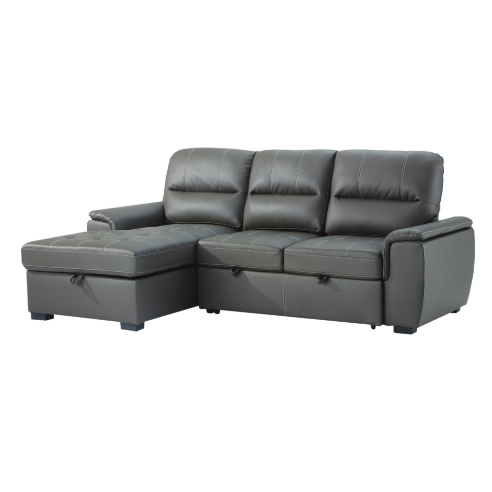 綠活居 波士頓 現代咖啡機能皮革L型沙發/沙發床(二向可選)-246x160x101cm免組 product image 1