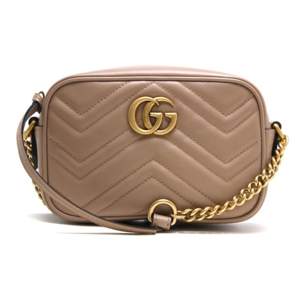 GUCCI MARMONT 雙G 山形紋牛皮相機包 18CM