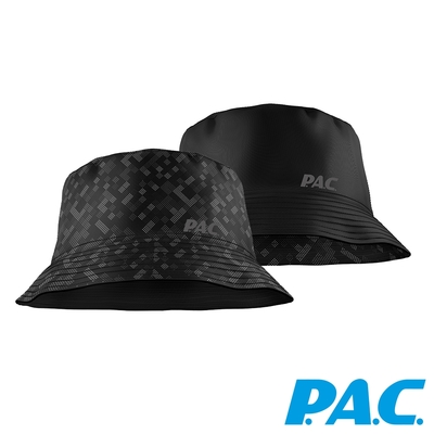 【PAC德國】雙面口袋折疊漁夫帽PAC30441002黑/點陣/防曬抗UV/超輕量/雙面可使用