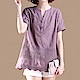 初色  純色刺繡鏤空上衣-淺紫色-(M-2XL可選) product thumbnail 1