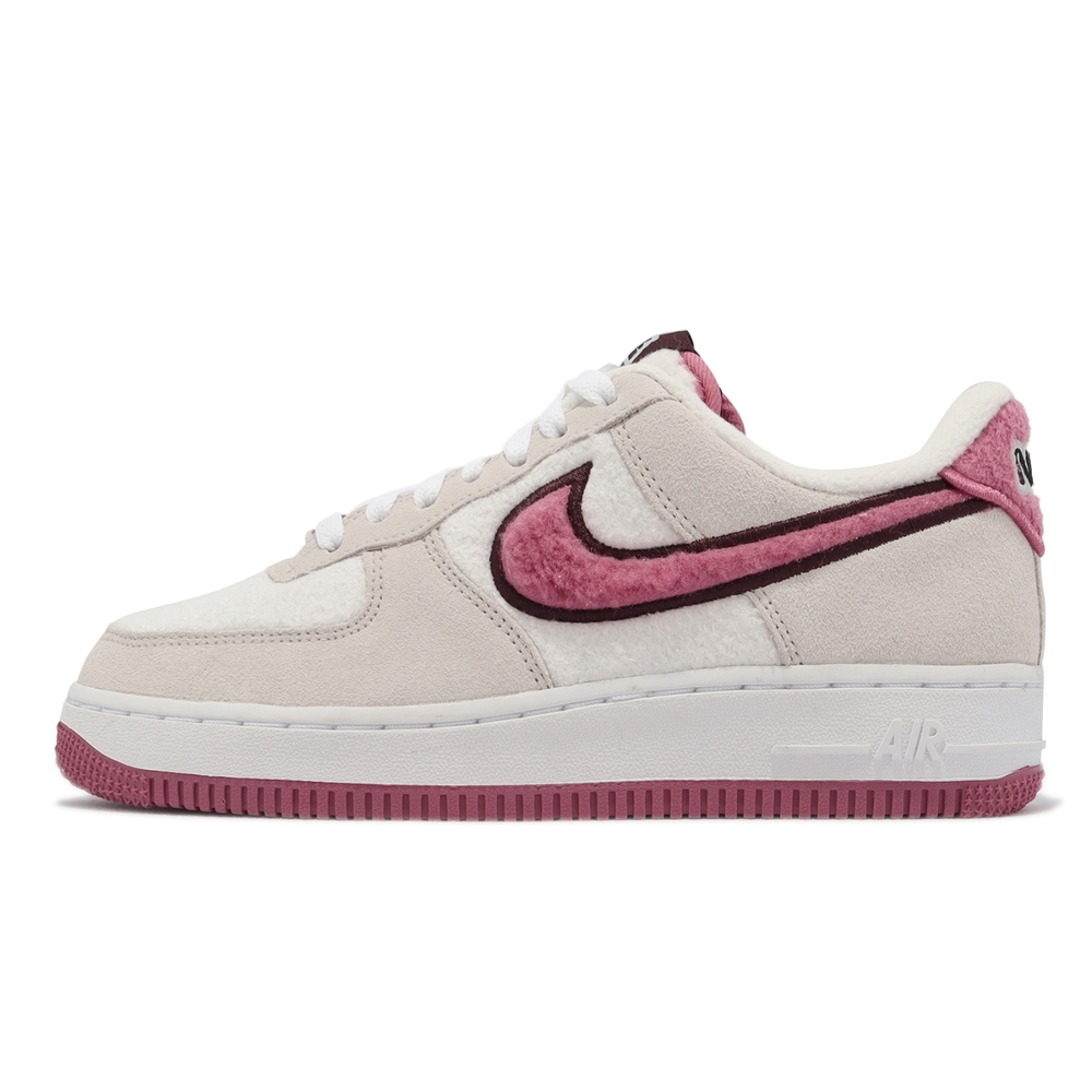 Nike Wmns Air Force 1 07 LX 女鞋男鞋AF1 米白粉紅毛絨休閒鞋FB1873