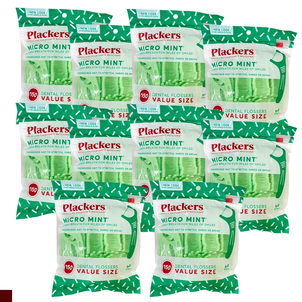 美國 Plackers 派樂絲微薄荷清涼牙線棒 150支裝 10入 共1500支