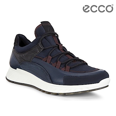 ECCO ST.1 M 舒適動能拼色戶外運動鞋 男-深藍