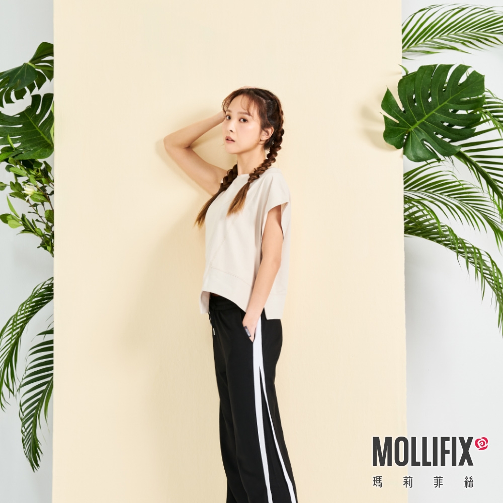 Mollifix 瑪莉菲絲 不對稱造型休閒背心 (杏)