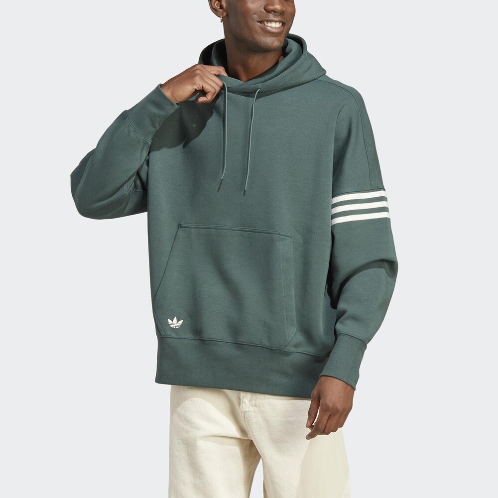 Adidas New C Hoodie [HR8654] 男 連帽上衣 帽T 運動 休閒 刷毛 寬鬆 舒適 國際版 綠
