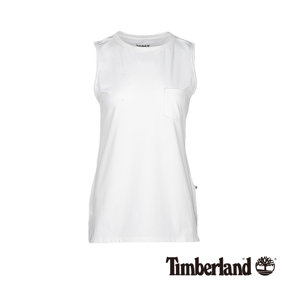 Timberland 女款白色無袖口袋長版背心|B3516