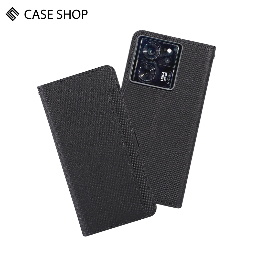 CASE SHOP 小米 13T 前收納側掀皮套-黑