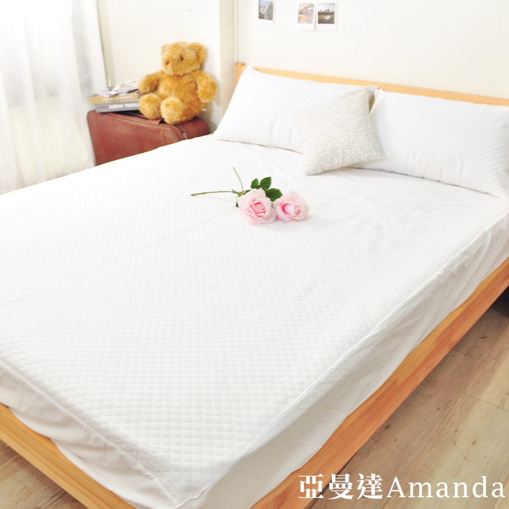 亞曼達Amanda 防水抗菌緹花透氣保潔墊 -床包式雙人