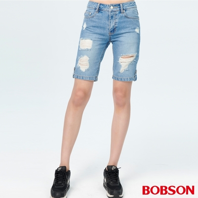 BOBSON 女款中腰、五分破褲(256-58)