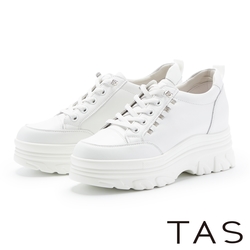 TAS 率性真皮免綁帶厚底休閒鞋 白色